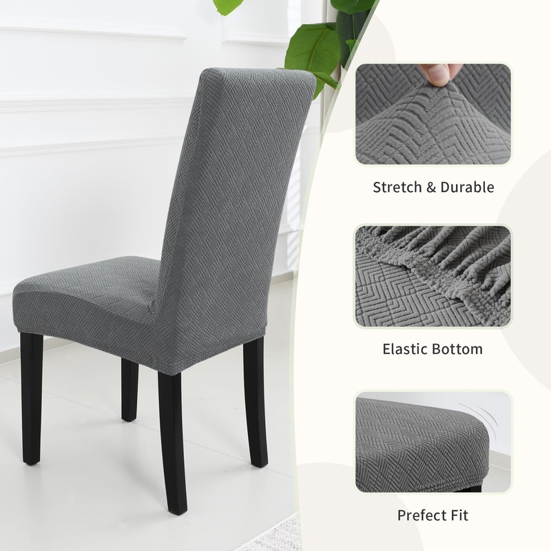 Chair Covers for Dining Chairs,Kitchen Chairs Cover Set of 6,Light