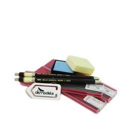KOH-I-NOOR 5900 Metal Clutch Pencil + 7B+4B+coloured leads with rubber+paper clip