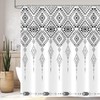 Emwnodti Western Shower Curtain, Southwestern Grey White Aztec Tribal Geometry