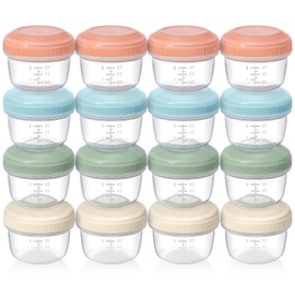 VITEVER [16 Pack] 4 oz Small Containers with Lids, Freezer Baby Food Containers, Reusable Plastic Baby Jars for Snack and Puree, Salad Dressing Container to Go, Dishwasher Safe, BPA Free