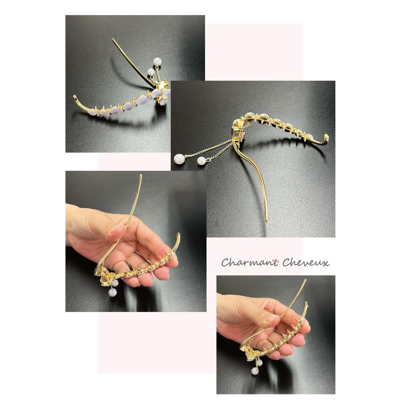 Banana Clip with Charm, Hair Clip, Firmly Curled, Simple, Mini,