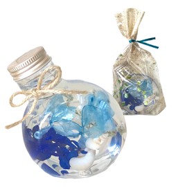 Herbarium Round Bottle, Blue & Sky Blue, Gift, Return, Celebration, Present, Blue, Light Blue