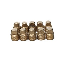 LTWFITTING Brass Pipe Square Head Plug Fittings 3/8-Inch Male NPT Air Fuel Water Boat(Pack of 10)