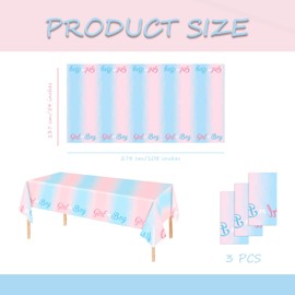 OQOQ Gender Reveal Party Table Cloths(3 Packs),108x54 inches Pink and Blue Disposable Tablecloth Waterproof Plastic Table Covers for Boy or Girl Gender Reveal Decorations Supplies