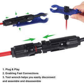 ALAMSCN Solar Connector Y Branch Parallel Adapter Solar Y Branch Connector MM/F+FF/M with Wrench for Solar Panels Connection (Y branch connector+wrench)