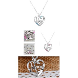 ShiQiao Spl Mom Christmas Gifts Necklace - Mother Heart Pendant Necklace Mothers Day Necklace for Women from Daughter Son White