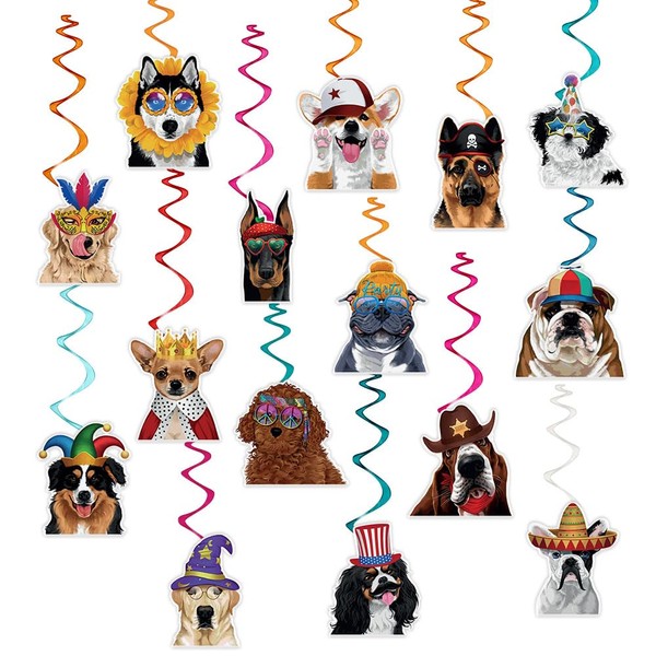 WIRESTER Set of 15 Hanging Swirls Party Supplies, Cute Animal