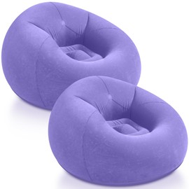 Realspring Inflatable Bean Bag Chairs Blow up Chairs Camping Chairs Inflatable Lazy Sofa Folding Portable Inflatable Chair for Living Room Bedroom Reading Room(Light Purple,2 Pcs)