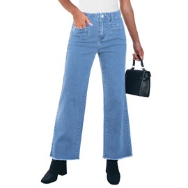 GRAPENT Womens Jeans Size 14 Jeans for Women High Waist Stretchy High Rise Jeans for Women Wide Leg Pants Women Jeans Pants for Women Women's Jeans Roadknight Blue Size Large US Size 12 to Size 14