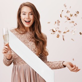 ALLY-MAGIC White Blank Hen Night Party Sashes, Blank Satin Sash DIY Plain Pageant Sash Unprinted Sash for Homecoming Pageants Parades Bachelor Wedding Birthday Party Y3KBJD (white)