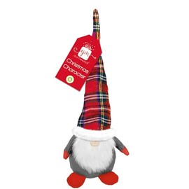 Giftmaker Novelty Gonk Door Stop Grey & Red Tartan Hat Christmas Xmas 36cm