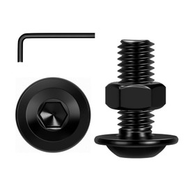 ORTAVA 20 pieces M6 x 20 mm screws, pan head screw, hexagon socket and nut assortment set, stainless steel A2 V2A full thread, black oxide with hex key