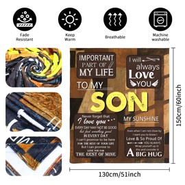 ACAROMAY To My Son Gifts Throw Blanket Presents for Son Christmas Birthday Gift for Boy Men Soft Flannel Blanket Home Decoration (Son)