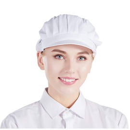 Nanxson Unisex 3PCS Elastic Chef Hat Catering Hats with Brim Adjustable Cooking Cap Industrial Food Service Caps for Baker Waiter Workshop Kitchen White