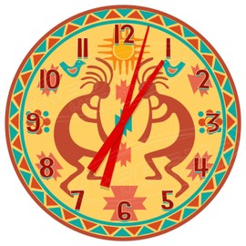 Decorative Concepts South Western Kokopelli Themed 18" Diameter Aluminum Metal Round Wall Clock