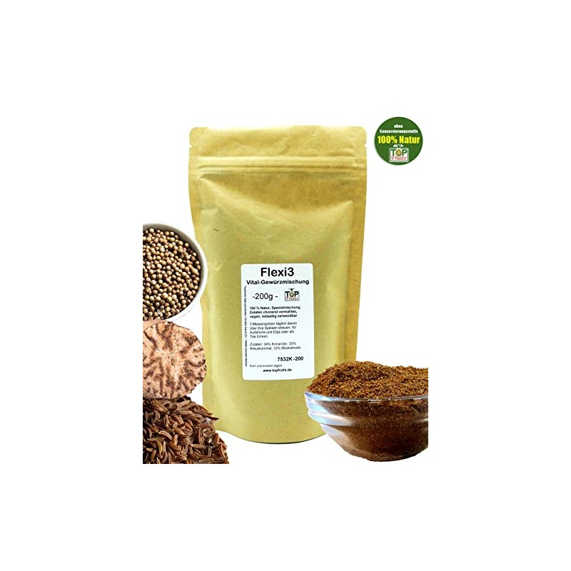 Topfruits Flexi3 Spice Mix Cumin Corinander Nutmeg Ground 200 g