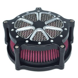 Harley Air Filter Venturi Intake Air Cleaner Motorcycle Cnc Cut Chrome Kit for Touring Street Glide 2008 - 2016 Softail 2016 - 2017 Fitment - C (Red)