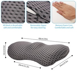 Fiabgum Lendenkissen, Rückenkissen mit Abnehmbarem Gummiband, Anti-Rutsch Lordosenstütze, Lendenwirbelstützkissen, Ergonomisches Lendenwirbelkissen für Bürostuhl Lumbar Cushion(Grau)