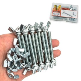 Kit de 20 piezas de tuercas de mariposa y pernos de ala 1/4"-20 x2, tuercas de mariposa y pernos con tuerca de ala con ajuste de mano, cabeza de ala cincada, accesorios de herrajes de