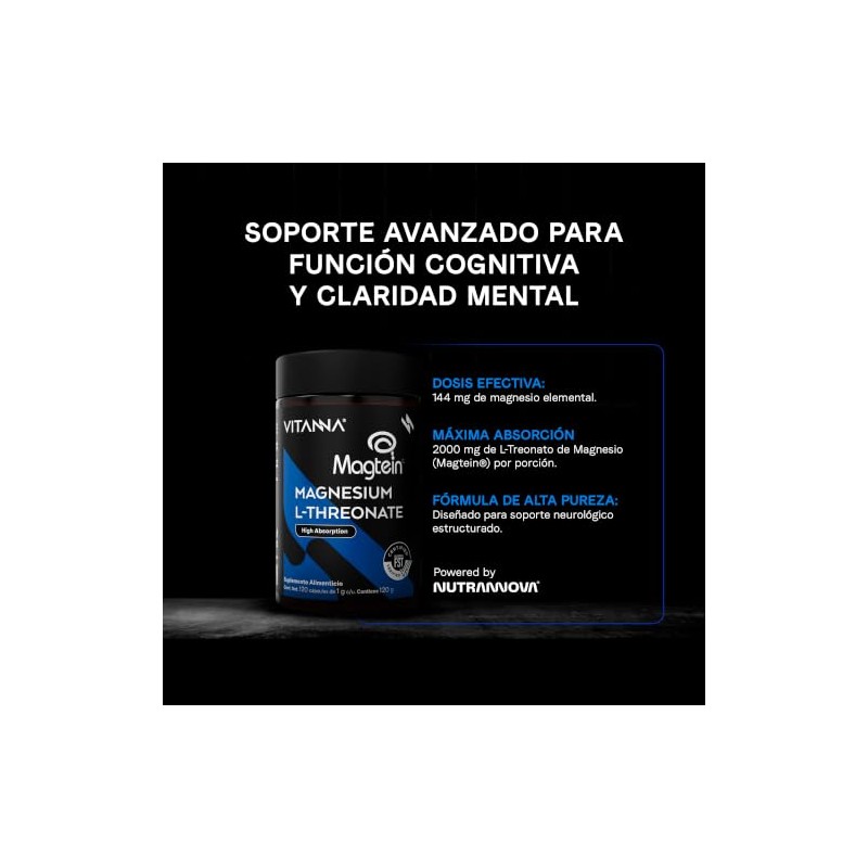 VITANNA® Magtein® L-Treonato de Magnesio 2000 mg | 2 Meses