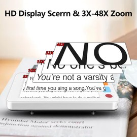 RayHong 5.0 Inch Digital Magnifier,3X-48X Zoom Electronic Reading Aid,Simplified Buttons Digital Video Magnifier for The Visually Impaired, Low Vision, Color Blindness, Amblyopia