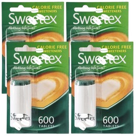Sweetex Sugar Free, Calorie Free Sweetener Tablets, Convenient Pocket Size Dispenser, Pack of 4, Total of 4800 Tablets