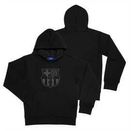 Icon Sports International Club Blackout Unisex Youth Cotton Pullover Soccer Hoodie (Black on Black FC Barcelona, Large)