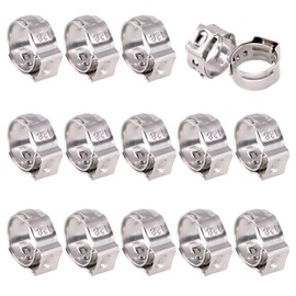 Swpeet 35Pcs 12.8-15.3mm 304 Stainless Steel Single Ear Hose Clamps, Crimp Hose Clamp Assortment Kit Ear Cinch Rings Crimp Pinch Fitting Tools Perfect for Automotive, Home Appliance Line