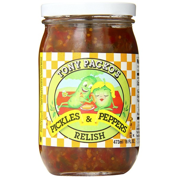 Tony Packos Pickle and Pepper Relish, 16 Ounce -- 12 per case.