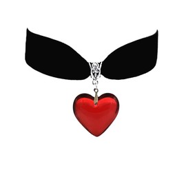 Niaspi Red Heart Velvet Choker Pendant Necklace for Women Girls Chunky Red Puffy Heart Shaped Gothic Black Velvet Choker Vintage Y2k Aesthetic Adjustable Necklace Christmas Jewelry