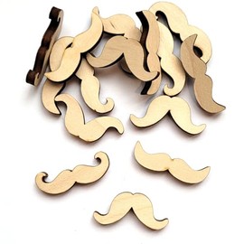 Wooden Confetti Wood Table Scatter (15 pcs) for Manly Movember Wedding Birthday Christmas Holiday Parties by Nerdy Words (Mustache)