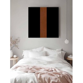 Canvas Wall Art - Boho Black and Brown Striped Tribal Farmhouse Style - Modern Wall Decor Gallery Canvas Wraps Giclee Print Stretched and Framed Ready to Hang - 12" x 12"