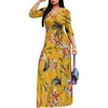 Women's Floral Print Maxi Dresses Plus Size 3/4 Sleeves Flowy