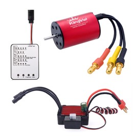 KingVal Replacement 2030 6500KV Waterproof Brushless Motor Shaft 2mm with 25A Brushless ESC and Program Card Combo Compatible with 1/18 1/20 RC Car