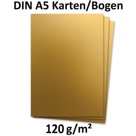 100 Sheets DIN A5 Paper - Gold Metallic - 120 g - 14.8 x 21 cm - Craft Sheet Coloured Paper Craft Paper Letter Sheet - FarbenFroh by GUSTAV NEUSER