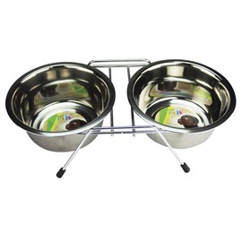 Fancy Pets Platos de Acero Comedero Doble para Perro con Capacidad de 32 Onzas y 950 Mililítros