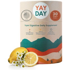 YayDay Nighttime Prebiotic Fiber Powder for Gut Health & Sleep | Psyllium Husk, Flaxseed, Oat & Inulin | Magnesium & Digestive Enzymes for Bloating Relief | Sunset Citrus, 30 Servings