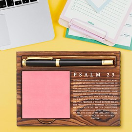 Psalm 23 Sticky Note Holder, The Lord is My Shepherd Scripture Gift, Christian Desk Decor for Men Women, Bible Verse Inspirational Gift for Coworkers, Religious Office Self-Stick Note Holder YCB148