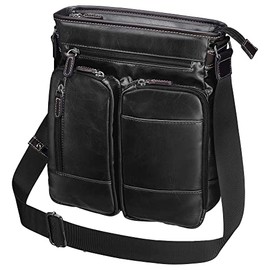 Hakuba CS1612 Men's Bag, 10 Pockets, Casual Shoulder, Vertical Type, 10 Pockets for Easy Organization, Shoulder Bag, Great for Casual Occasions such as Street Bra, Walks, Travels, etc, Black