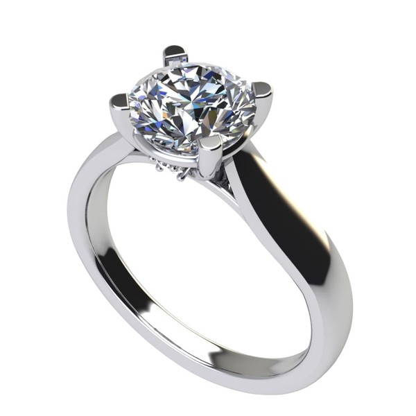 NANA Silver 9.0mm (3.00ct) Round Cut Zirconia Lucita Solitaire Ring-Platinum