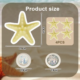 Qoyapow Juego de 4 Pinzas para El Pelo con Forma de Estrella de Mar Y 2 Purpurina para Rostro Y Cuerpo, Accesorios de Sirena para El Pelo para Mujer, Accesorios de Disfraz de Sirena para Halloween, Co