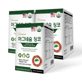 Premium Magnesium Ginkgo 60 Capsules 3ea / 6 months supply Blood circulation health Memory improvement Vitamin B1 B6 E / 프리미엄 마그네슘 징코 60캡슐 3개 / 6개월분 혈행건강 기억력개선 비타민 B1 B6 E