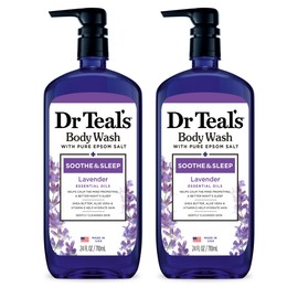 Dr Teal's Body Wash with Pure Epsom Salt, Soothe & Sleep with Lavender, 24 fl oz (Pack of 2)