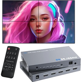 RIUIIN HDMI Video Wall Controller, TV Wall Controller, Up to 4K 60HZ TV Wall Processor, 180° Rotation, Audio, IR Remote, 2x2,1x2,1x3,1x4,2x1,3x1,4x1, Make 4 tv Screens into Wall Display