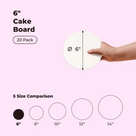 Fit Meal Prep Fit Meal Prep 20 Pack 6 Inch Round White Cake Boards, Disposable Pizza Circles, Pan Base Stand for Desserts and Pastries, Greaseproof Cardboard Rounds for DIY, Birthday