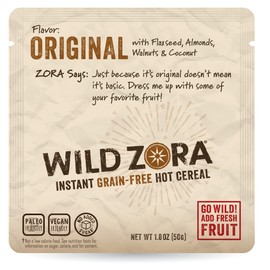 Wild Zora Instant Grain Free Hot Cereal - Original with Almonds, Walnuts & Coconut - Oatmeal Substitute, Vegan Breakfast, No Sugar Added, Gluten Free - Individual Packets (5-Pack)