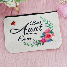 Birthday Gift for Auntie from Niece Makeup Bag Aunt Gifts from Nephew Thank You Gifts for Auntie Aunt Cosmetic Bag Mothers Day for Aunt Travel Bags for Auntie Christmas Valentine Retirement Gift