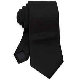 WANDM Necktie, 3.1 inches (8 cm), Wide, Washable, Business Basic, Solid, Solid, grosgrain / black