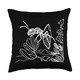 Line Art Entomologists Velvet Ant Throw Pillow