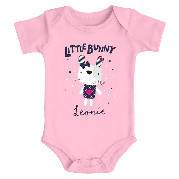 SpecialMe® Baby Bodysuit with Name Print Let Rabbit Inscription Little